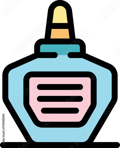 Colorful nail polish bottle with applicator cap, offering vibrant color and long lasting shine for flawless nails