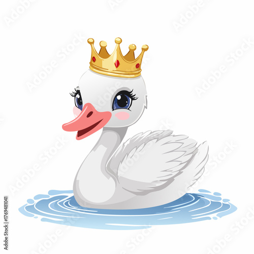 Niedlicher Schwan mit einer Krone