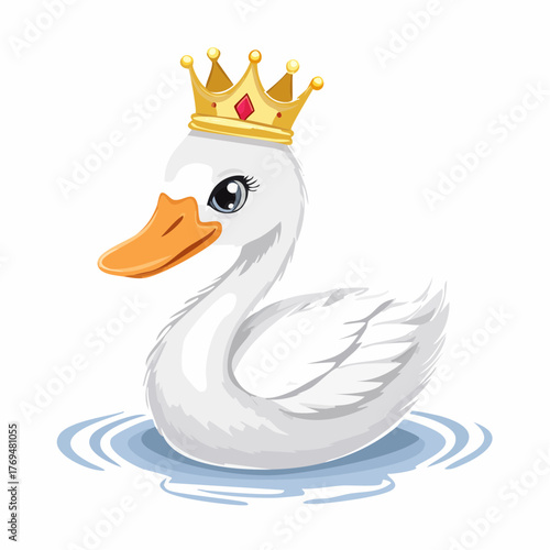 Niedlicher Schwan mit einer Krone