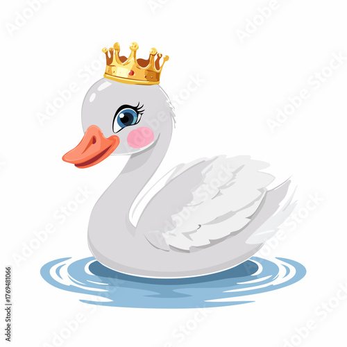 Niedlicher Schwan mit einer Krone