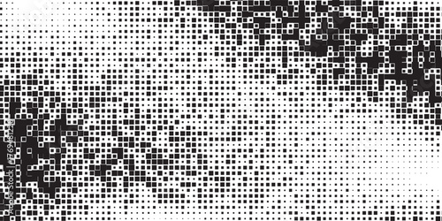 Abstract black and white texture. Dark chaotic background. Pattern from diverse elements of grunge style. Old dirty vintage modern surface