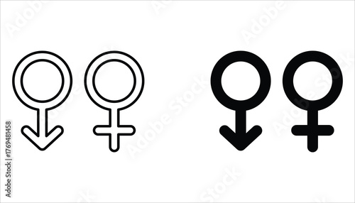 Gender icon set. Male and Female gender symbol. Vector illustration for web design. Isolated on white background.	
