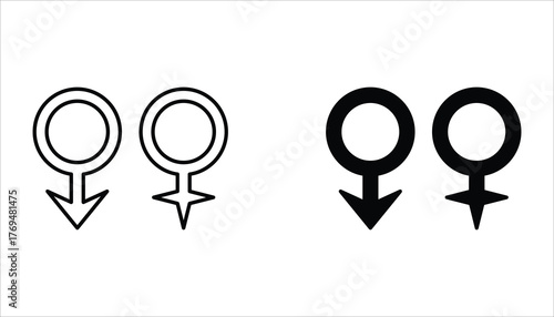 Gender icon set. Male and Female gender symbol. Vector illustration for web design. Isolated on white background.	