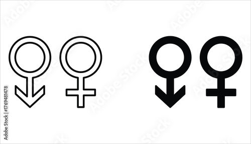 Gender icon set. Male and Female gender symbol. Vector illustration for web design. Isolated on white background.	
