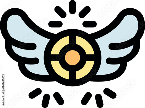 Golden snitch with wings extended, representing speed, agility, and the pursuit of victory in a fictional sport