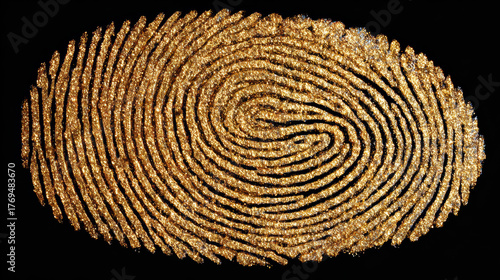 Golden yellow fingerprint on black background