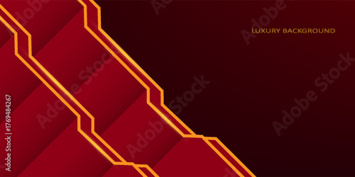 Red and gold luxury template background with ornament, can be used for premium wedding invitation, banner, golden flyer