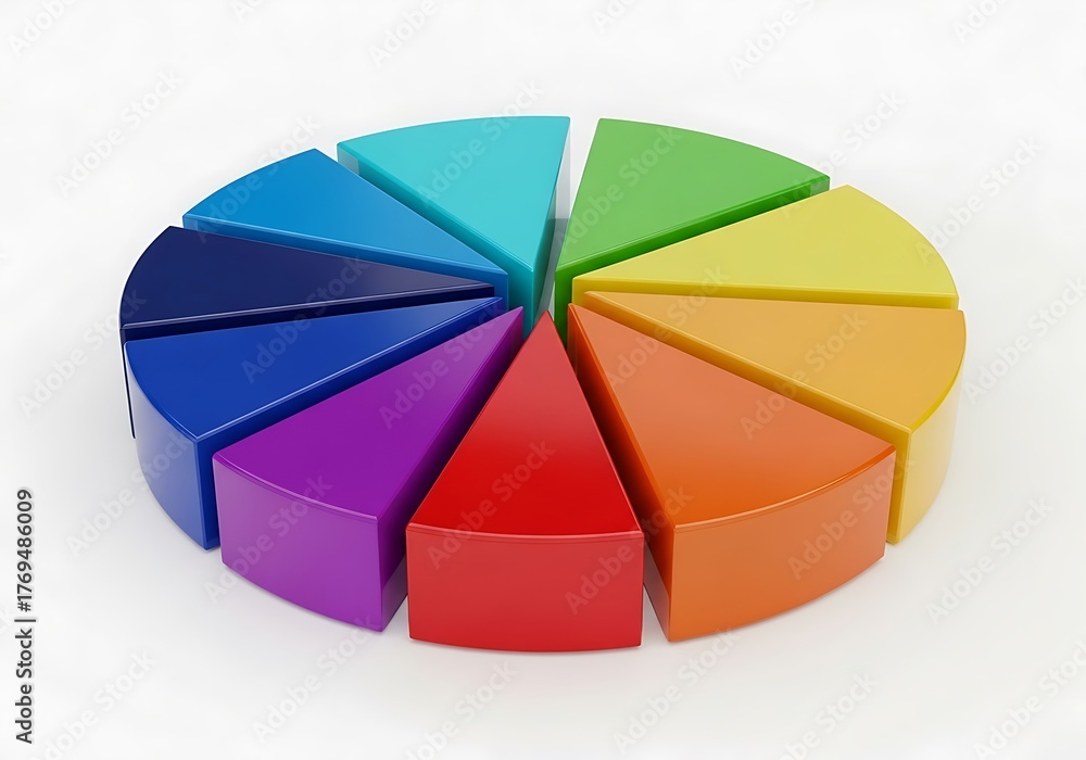 Obraz premium Colorful slices of a pie chart showing data breakdown and visualization