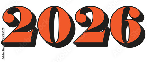 2026 logo concept for calendar, poster, flyer, banner. Modern design for calendar, invitations, greeting cards. Set of new year logo text design. stock illustration