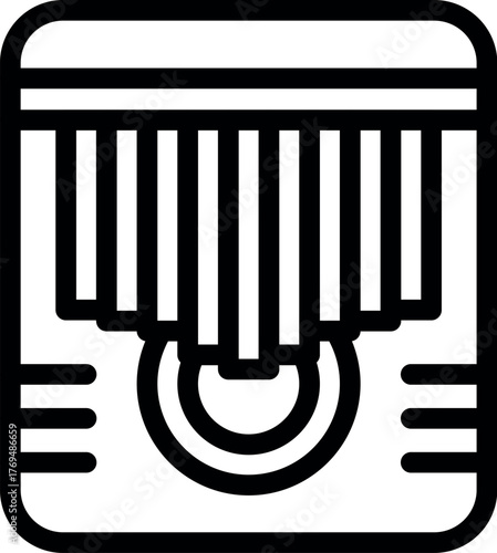 Kalimba thumb piano musical instrument outline icon featuring tines and sound hole, representing african music and cultural heritage