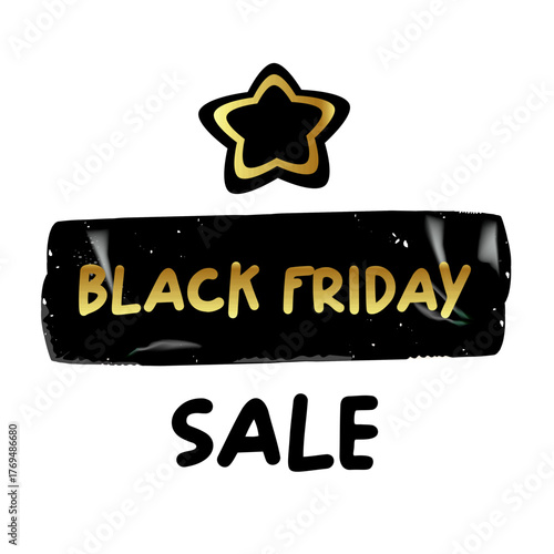 Black Friday SALE gold and black sticker isolated on white. black friday Price sale sticker, sale sticker, price tag, retro label, sale or discount sticker, promotional badge set, shopping label png