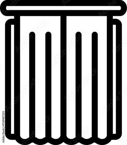 Classic pleated curtains hanging from a rod, adding a touch of sophistication to interior design