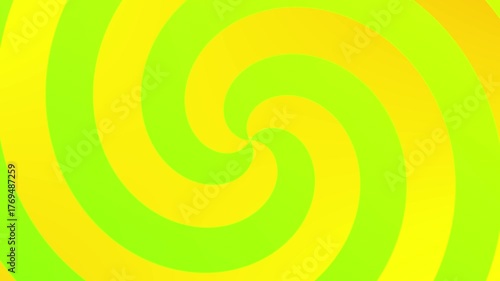 Green and yellow simple hypnotic spiral background, geometric animation