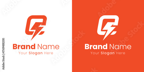 Modern electric energy bolt symbol for tech company branding and identity logo design