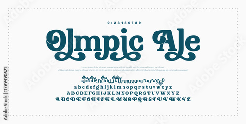 Olympic Ale luxury font alphabet logo. Typography beauty fashion elegant minimalist serif italic fonts decorative wedding vintage retro logos. vector illustration