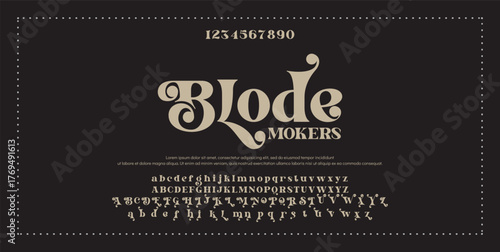 Elegant Font Uppercase Lowercase and Number. Classic Lettering Minimal Fashion Designs. Typography modern serif fonts regular decorative vintage concept. vector illustration