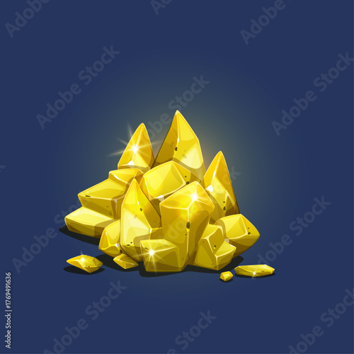 Pile of sparkling golden nuggets with shiny surfaces, representing wealth and treasure