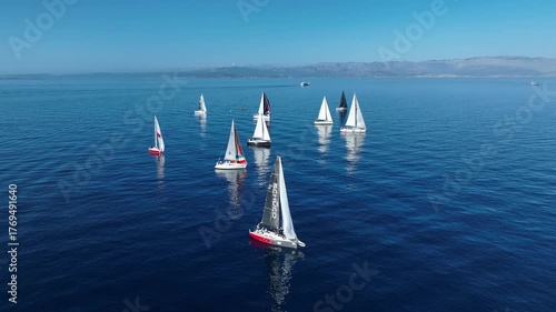 Sailing boats in the sea - 4k drone footage of sailing boats