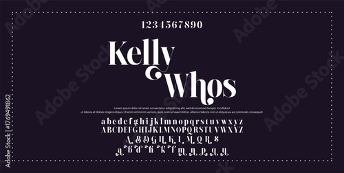 Elegant Font Uppercase Lowercase and Number. Classic Lettering Minimal Fashion Designs. Typography modern serif fonts regular decorative vintage concept. vector illustration