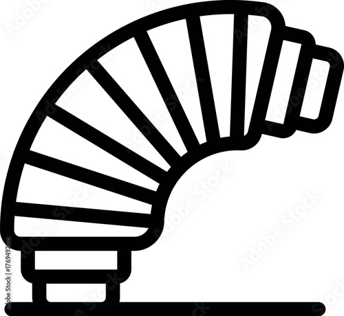 Close up of a flexible metal pipe, showcasing its segmented design and secure connection to a flat surface, ideal for industrial applications