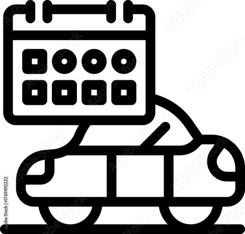 Car sharing or rental service is depicted with a calendar icon symbolizing the booking date