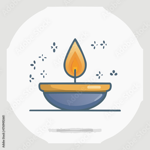 A beautiful glowing diya lamp for Diwali festival celebration.