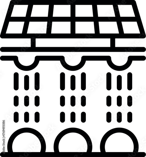 Solar panel watering plants, representing sustainable agriculture and efficient irrigation powered by renewable energy