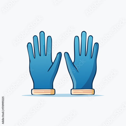 A pair of blue protective gloves vector illustration isolated on a white background.