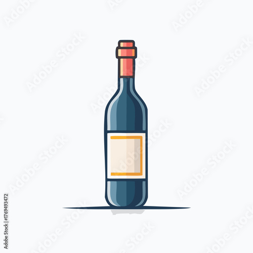 A simple illustration of a wine bottle with a blank label.