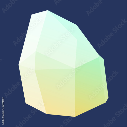 Vibrant polygonal abstract element with a captivating gradient of cool blue, green, and warm yellow hues, offering a modern aesthetic on a minimalist dark background