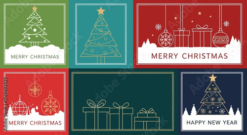 Festive Christmas Card Designs A Collection of Holiday Greetings & Gift Box Illustrations