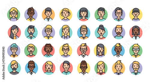 Diverse People Avatars A Colorful Collection of Human Portraits Representing Various Personalities
