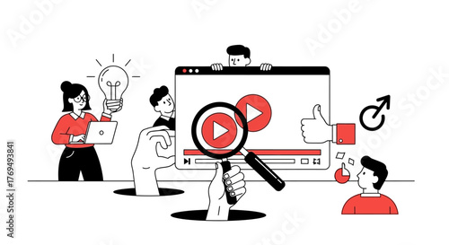 Video Analysis Concept Teamwork, Ideas, and Content Creation in the Digital Age