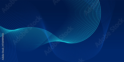 Modern blue and green abstract background with dynamic curved wave lines and smooth gradient, futuristic technology design ideal for business presentation, digital banner, website, corporate branding.
