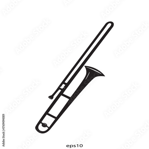 antique trumpet silhouette vector isolated on white