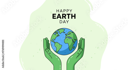 Happy Earth Day Celebrating Our Planet with Care and Protection through Green Hands