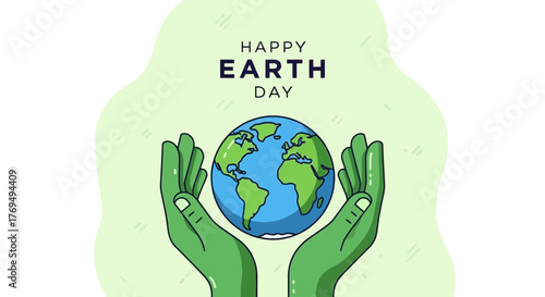 Celebrating Earth Day Hands Cradle Planet Earth in a Heartfelt Illustration of Environmental Care