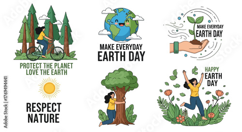 Celebrate Earth Day Eco-Friendly Illustrations for Environmental Awareness and Sustainable Living