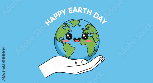 Happy Earth Day with a Cute Globe in Hand Celebrate Environmental Awareness and Sustainability