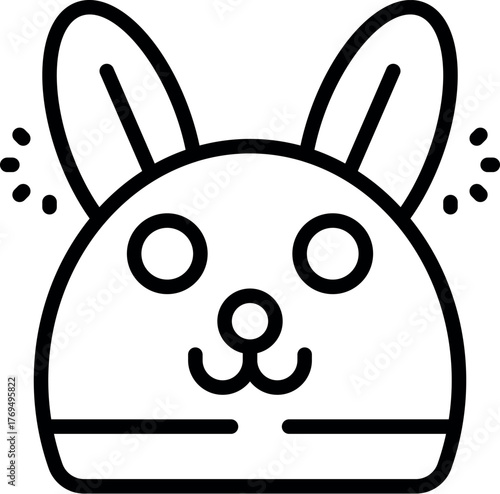 Adorable cartoon bunny rabbit face, drawn in a simple and cute style, brings a touch of playful charm
