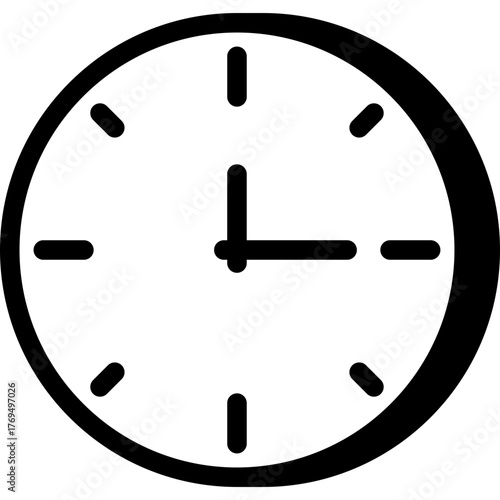 Simple clock icon, time and productivity