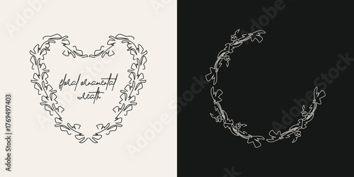 Elegant frames made from stylized flowers, leaves, and branches. Can be used for branding, logos, wedding invitations, stationery, packaging, apparel design, social media graphics.	
