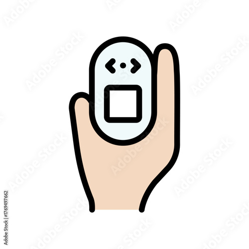 Diabetes testing color icon. Non-invasive glucometer. Measure blood glucose levels without blood draws or invasive procedures. Glucometer pharmacy vector symbol, logo illustration.