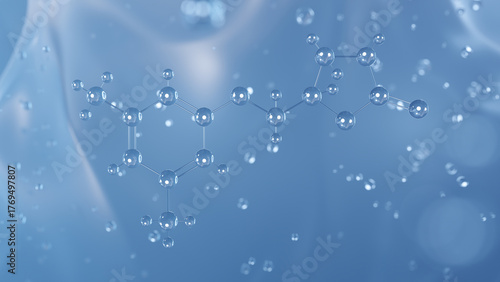 Fotografie metaxalone molecular structure, 3d model molecule, cns depressant structural che