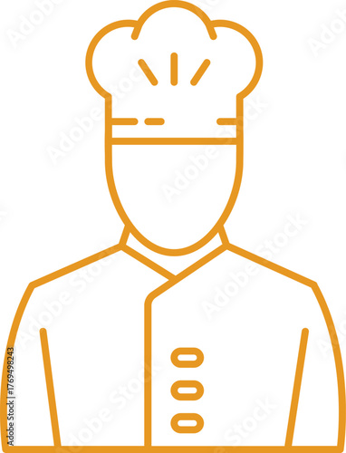 Simple golden chef outline on black background