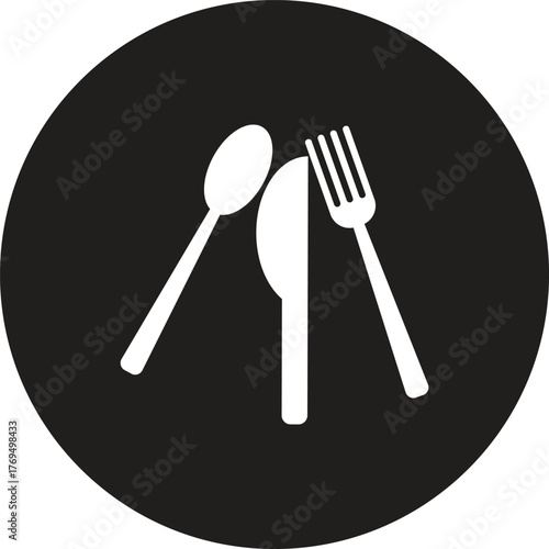 Minimalistic black background with cutlery icon illustration
