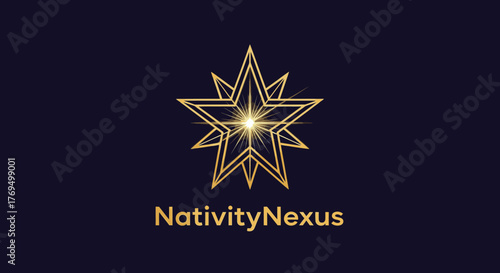 Elegant Golden Star Logo Design for NativityNexus with a Central Sparkle.
