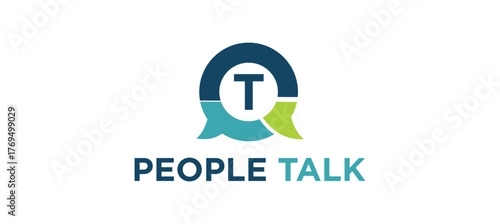 People talk with bubble chat logo design inspiration.