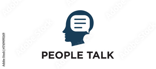 People talk with bubble chat logo design inspiration.