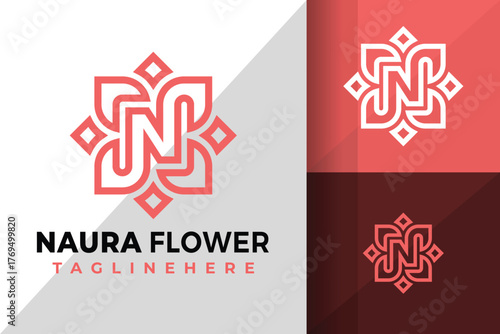 Letter N Flower Logo Icon Vector Design Illustration